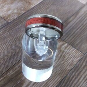 New, 8 mm Band Silver-Red Speckled Available in Sizes 10, 12 and 13